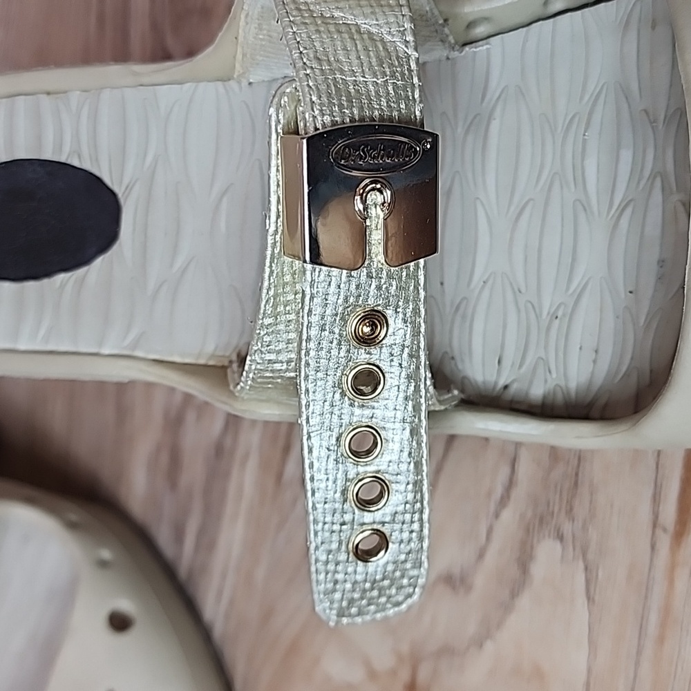 Dr Scholls Original Asana Buckle Open Toe Slide On Grey Heels Feel Good Shoes - Picture 6 of 13